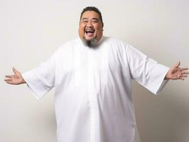 Plus size asian man emotional dynamic pose AI Generative photo