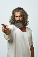 Studio shot of handsome man dynamic emotional gestures AI Generative photo