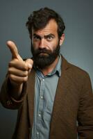 Studio shot of handsome man dynamic emotional gestures AI Generative photo