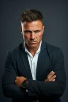 Studio shot of handsome man dynamic emotional gestures AI Generative photo