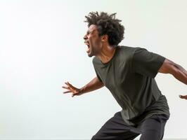 Studio shot of young african man dynamic emotional gestures AI Generative photo