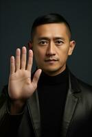 handsome asian man emotional dynamic pose AI Generative photo