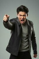 handsome asian man emotional dynamic pose AI Generative photo