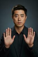 handsome asian man emotional dynamic pose AI Generative photo