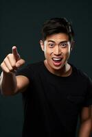 handsome asian man emotional dynamic pose AI Generative photo