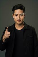 handsome asian man emotional dynamic pose AI Generative photo