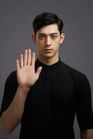 handsome asian man emotional dynamic pose AI Generative photo