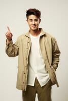 handsome asian man emotional dynamic pose AI Generative photo