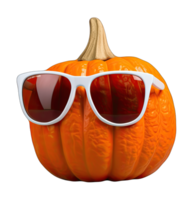 Halloween Kürbis mit Sonnenbrille isoliert auf transparent Hintergrund. 3d machen png