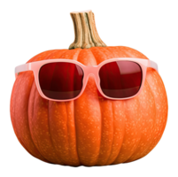 Halloween pumpkin with sunglasses isolated on transparent background. 3d render png