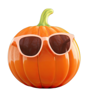 Halloween pumpkin with sunglasses isolated on transparent background. 3d render png