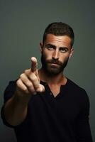 handsome asian man emotional dynamic pose AI Generative photo