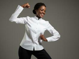 Studio shot of african woman dynamic emotional gestures AI Generative photo