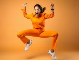 Studio shot of african woman dynamic emotional gestures AI Generative photo