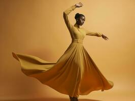 Studio shot of african woman dynamic emotional gestures AI Generative photo