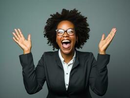 Studio shot of african woman dynamic emotional gestures AI Generative photo