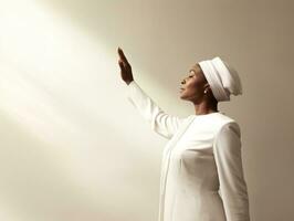 Studio shot of african woman dynamic emotional gestures AI Generative photo