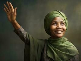 Studio shot of african woman dynamic emotional gestures AI Generative photo