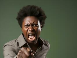 Studio shot of african woman dynamic emotional gestures AI Generative photo