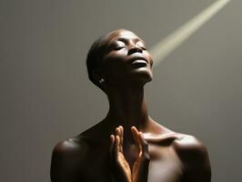 Studio shot of african woman dynamic emotional gestures AI Generative photo