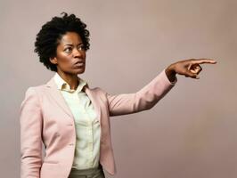 Studio shot of african woman dynamic emotional gestures AI Generative photo