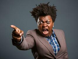 Studio shot of african woman dynamic emotional gestures AI Generative photo