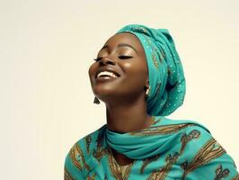 Studio shot of african woman dynamic emotional gestures AI Generative photo