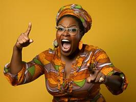 Studio shot of african woman dynamic emotional gestures AI Generative photo