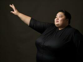 Studio shot of plus size asian woman AI Generative photo