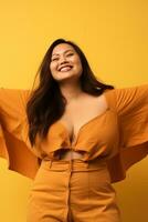 Studio shot of plus size asian woman AI Generative photo