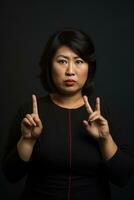 Studio shot of plus size asian woman AI Generative photo