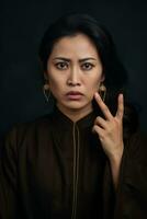 estudio Disparo de asiático mujer dinámica emocional gestos ai generativo foto