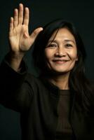 Studio shot of asian woman dynamic emotional gestures AI Generative photo