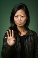 Studio shot of asian woman dynamic emotional gestures AI Generative photo