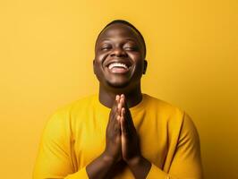 Studio shot of african man dynamic emotional gestures AI Generative photo