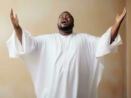 Studio shot of african man dynamic emotional gestures AI Generative photo