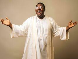 Studio shot of african man dynamic emotional gestures AI Generative photo