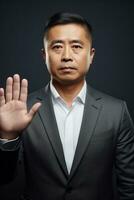 handsome asian man emotional dynamic pose AI Generative photo