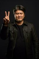 handsome asian man emotional dynamic pose AI Generative photo