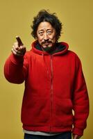 handsome asian man emotional dynamic pose AI Generative photo
