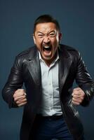 handsome asian man emotional dynamic pose AI Generative photo