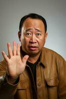 handsome asian man emotional dynamic pose AI Generative photo