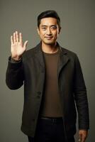 handsome asian man emotional dynamic pose AI Generative photo