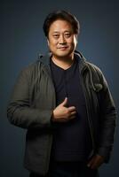 handsome asian man emotional dynamic pose AI Generative photo