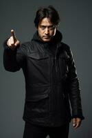 handsome asian man emotional dynamic pose AI Generative photo