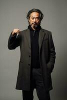 handsome asian man emotional dynamic pose AI Generative photo