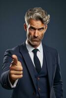Studio shot of 40 year old man dynamic emotional gestures AI Generative photo