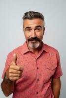 Studio shot of 40 year old man dynamic emotional gestures AI Generative photo