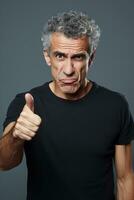 Studio shot of 40 year old man dynamic emotional gestures AI Generative photo