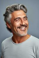 Studio shot of 40 year old man dynamic emotional gestures AI Generative photo